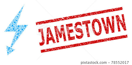 Electric Strike Fractal Composition of Electric Strike Items and Grunge Jamestown Stamp 78552017