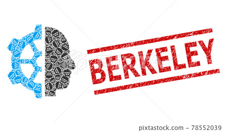 Cyborg Gear Fractal Collage of Cyborg Gear Items and Distress Berkeley Stamp 78552039