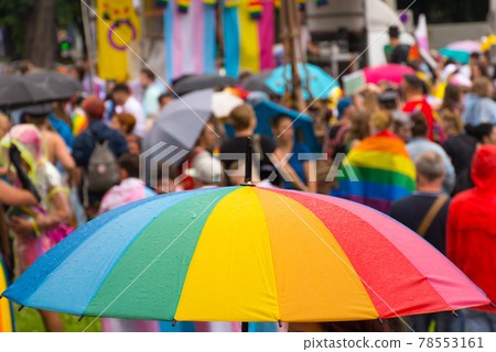 Rainbow umbrella at the annual gay parade in Graz, Austria Rainbow umbrella at the annual gay parade in Graz, Austria 78553161