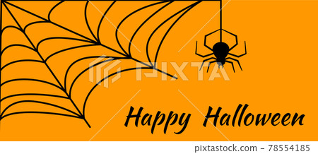 Happy Halloween greeting card with cobweb spider Happy Halloween greeting card with cobweb spider 78554185