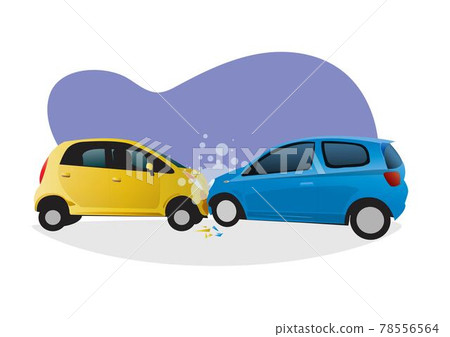 car accident Two cars collided, causing smoke and damage to the front of the car. Flat style cartoon illustration vector 78556564