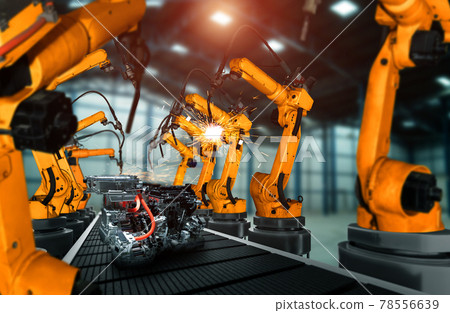 Mechanized industry robot arm for assembly in factory production line 78556639