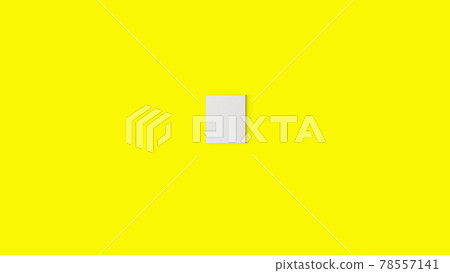 3d rendering hanging empty blank white canvas isolated on yellow background. 78557141