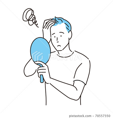 擔心頭髮稀疏的男人照鏡子時很擔心 78557350