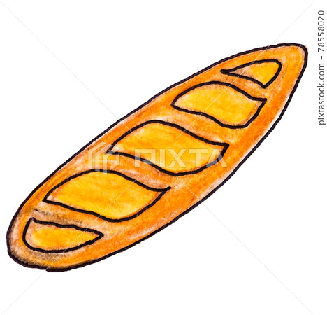 用彩色鉛筆手寫的法式麵包 用彩色鉛筆手寫的法式麵包 78558020