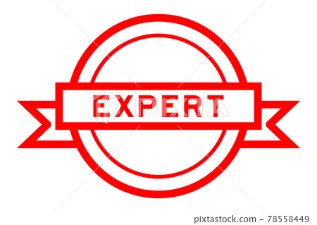 Vintage red color round label banner with word expert on white background Vintage red color round label banner with word expert on white background 78558449