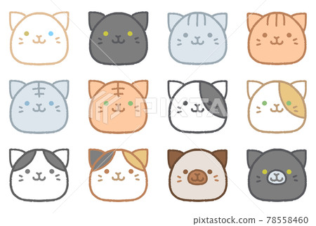 Cute Cat Face Icon Set