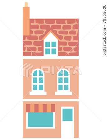 A dull pink European-style house with a shop window A dull pink European-style house with a shop window 78558600