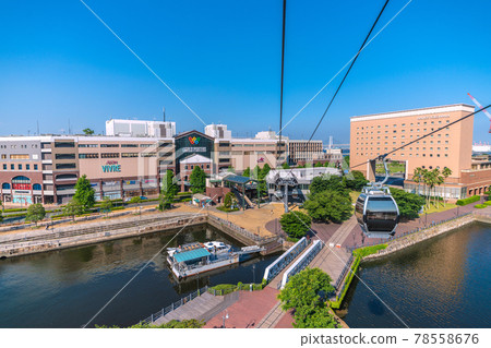 Yokohama cityscape of Japan, overlooking the Shinko district and ropeways = June 9 Yokohama cityscape of Japan, overlooking the Shinko district and ropeways = June 9 78558676