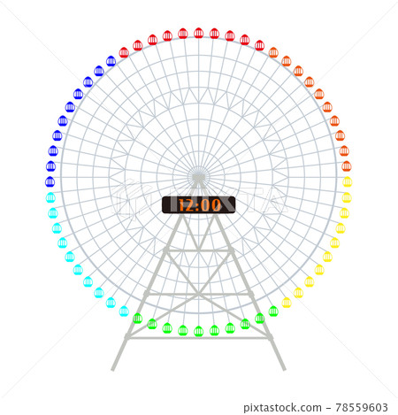 矢量圖的多彩摩天輪 矢量圖的多彩摩天輪 78559603
