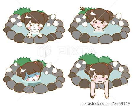 A little girl who gets sick at a hot spring 78559949