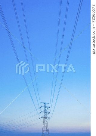 Blue sky and high-voltage power lines Towers and power lines Blue sky and high-voltage power lines Towers and power lines 78560578