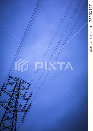 Sky and high-voltage power lines Towers and power lines 78560597