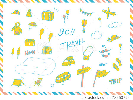 Travel hand-drawn illustration collection 78560794