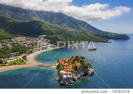Aerial view of Sveti Stefan island in Budva, Montenegro. 78562016