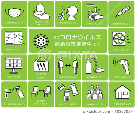 New coronavirus infectious disease countermeasure poster icon set New coronavirus infectious disease countermeasure poster icon set 78562054