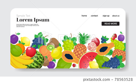 various fresh juicy fruits composition healthy natural food concept horizontal copy space various fresh juicy fruits composition healthy natural food concept horizontal copy space 78563528