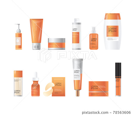 set cosmetic or perfume bottles beauty spa products natural cosmetology skincare packaging branding skin treatment concept realistic packages collection set cosmetic or perfume bottles beauty spa products natural cosmetology skincare packaging branding skin treatment concept realistic packages collection 78563606