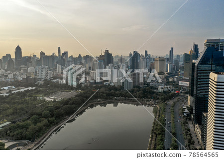 Aerial view of Bangkok Asoke, Khlong Toey during covid lockdown, Thailand Aerial view of Bangkok Asoke, Khlong Toey during covid lockdown, Thailand 78564565