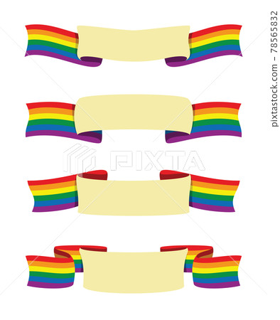Four Style Ribbons of Rainbow Flag Banner for the LGBT Activity. 78565832