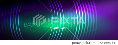 Dark abstract background with glowing neon circles. Trendy layout template for business or technology presentation, internet poster or web brochure cover, wallpaper 78566014