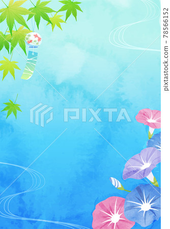 夏季牽牛花水彩矢量圖框架背景 78566152