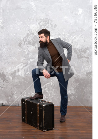 Perfect start of holidays. bag shop. male fashion look.  78566369