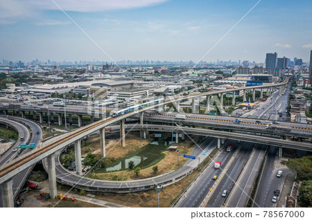 Aerial view of traffic in Samut Prakan Bangkok, Thailand Aerial view of traffic in Samut Prakan Bangkok, Thailand 78567000