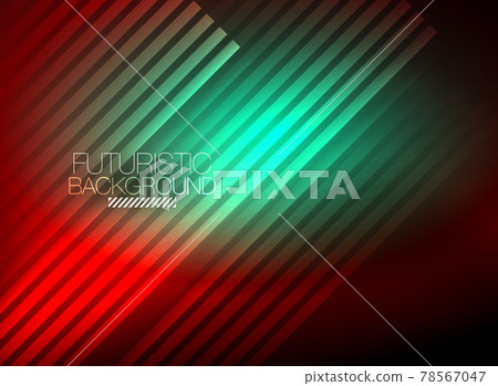 Bright neon color techno abstract background, shiny glowing neon lines in the dark background 78567047