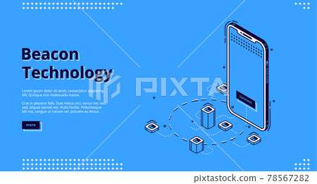 Landing page of beacon technology with smartphone 78567282