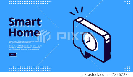 Vector anding page of smart home with clock icon 78567284