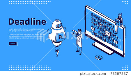 Deadline, time management isometric landing page 78567287