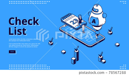 Check list isometric landing page online checklist 78567288