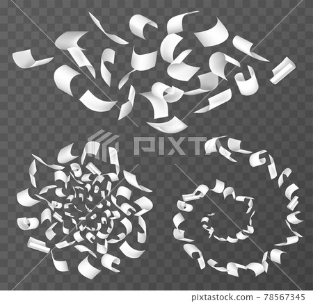 Flying or falling white paper sheets in air 78567345