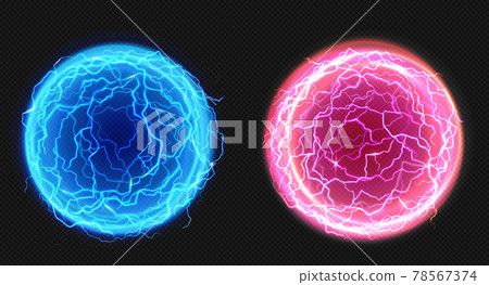 Electric balls, lightning circle strike, plasma 78567374