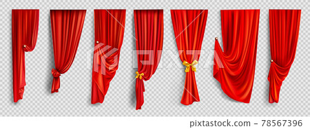 Red window curtains on transparent background-插圖素材 [78567396] - PIXTA圖庫