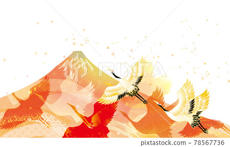 Crane flying Mt. Fuji Japanese pattern 78567736