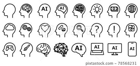 大腦，AI，思維圖標集 78568231