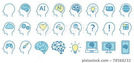 大腦，AI，思維圖標集 78568232