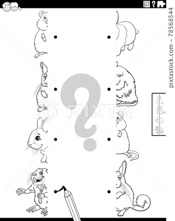 match halves of animals pictures coloring book page 78568544