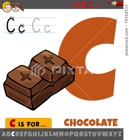 letter C from alphabet with cartoon chocolate food object letter C from alphabet with cartoon chocolate food object 78568555