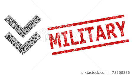 Shift Down Fractal Collage of Shift Down Items and Distress Military Seal Stamp 78568886