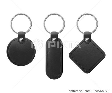 Vector black leather keychain with metal ring Vector black leather keychain with metal ring 78568978
