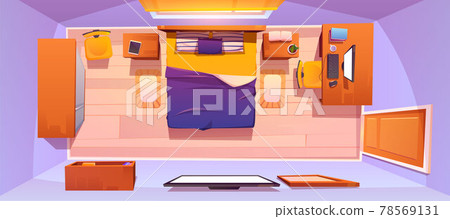 Vector bedroom interior set top view - Stock Illustration [78569131 ...