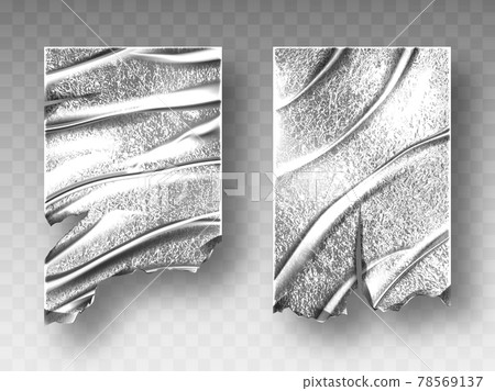 Silver foil, crumpled texture with ragged edge Silver foil, crumpled texture with ragged edge 78569137