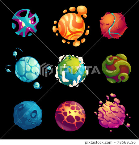 Fantasy space planets and Earth for ui galaxy game 78569156