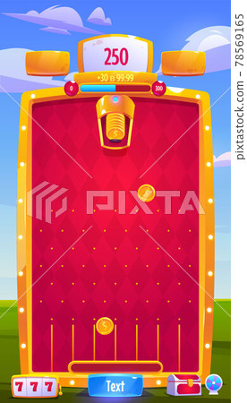 Vector interface of mobile arcade game with coins Vector interface of mobile arcade game with coins 78569165