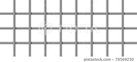 Grid of steel rebars, welded metal wire mesh 78569230