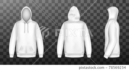 Hoody white sweatshirt mock up front side back set 78569234