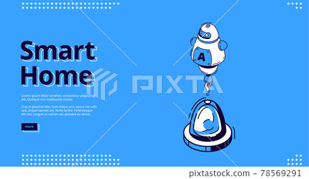 Landing page of smart home with robot icon Landing page of smart home with robot icon 78569291